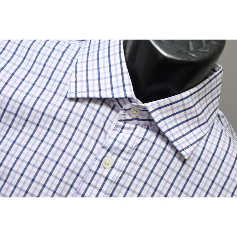 T.M.Lewin Dress Shirt Plaid Button Up Long Sleeve Mens 17.5-38 XL Tall